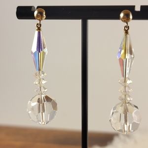 Vintage AB Drop Earrings Fauceted Glass